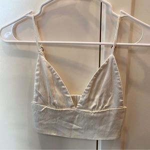 Zara silk/satin cropped top, white/cream colour